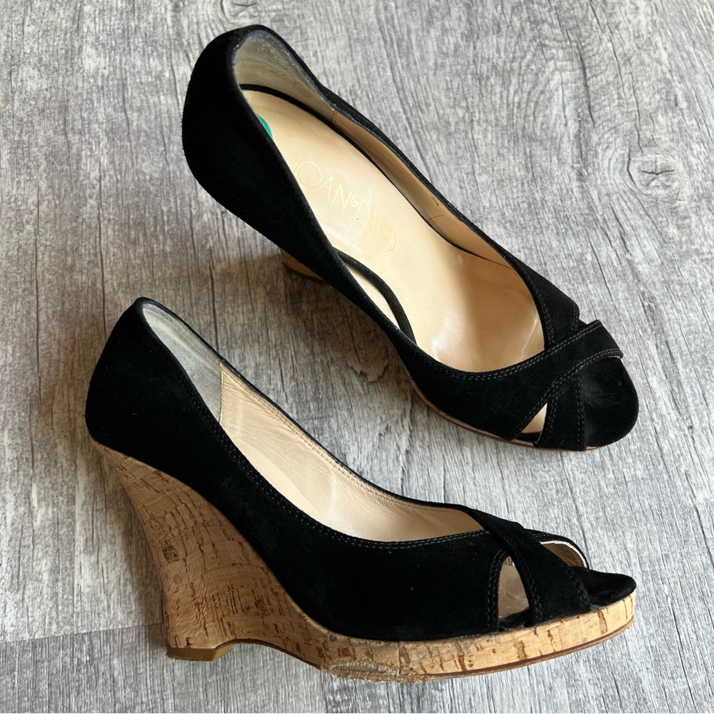 Joan and David Wedges Suede Leather Size 8 Made in Italy